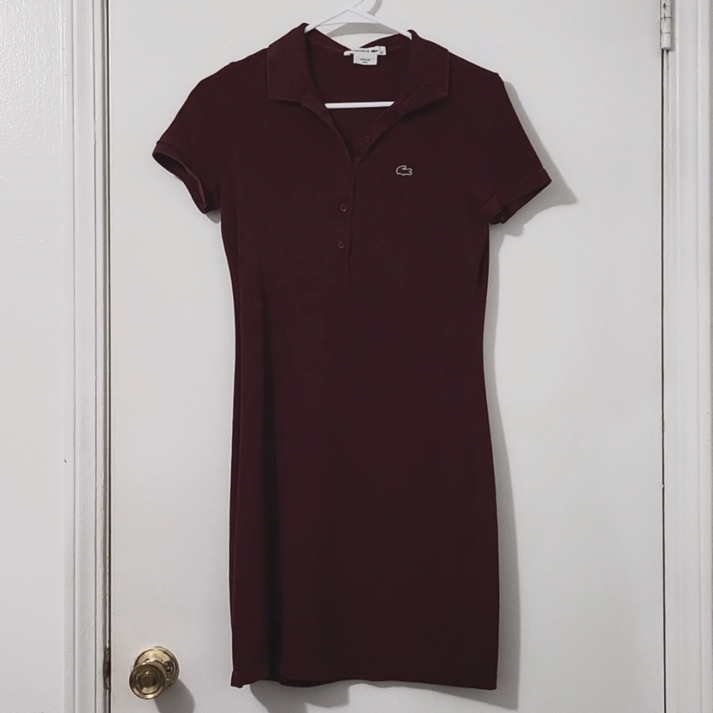 Lacoste Woman Polo Dress Burgundy